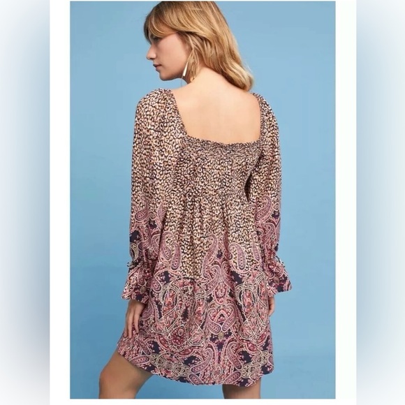 Anthropologie Maeve Dress Pink Paisley Leopard Milou Mini size M - Picture 3 of 12